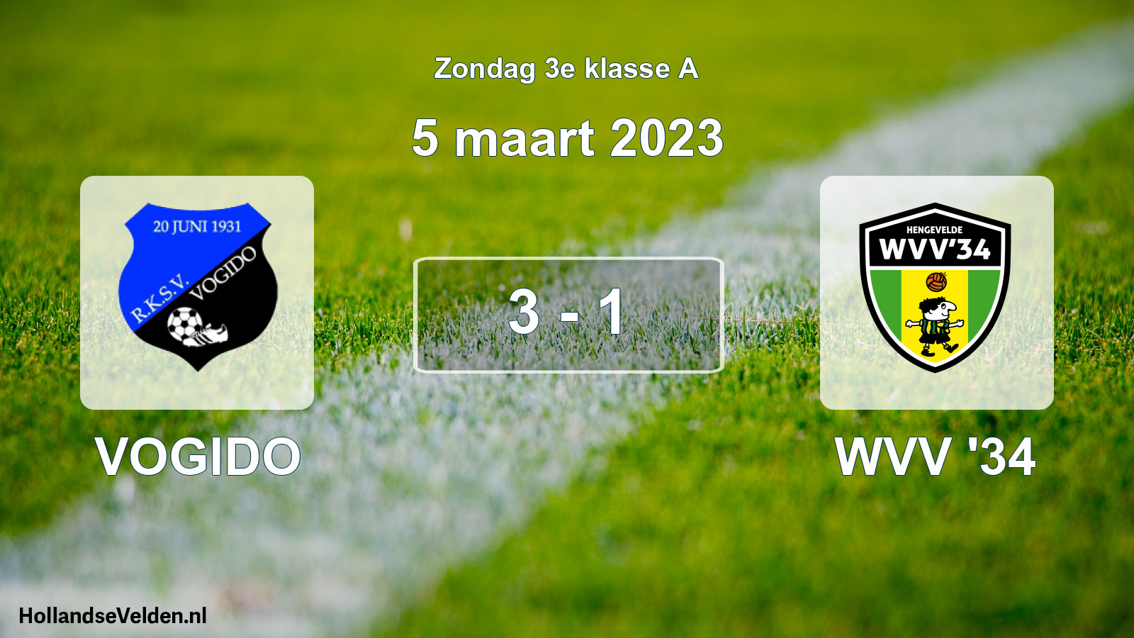 Total number of matches played: VOGIDO - WVV '34 3 - 1 (5 March 2023)