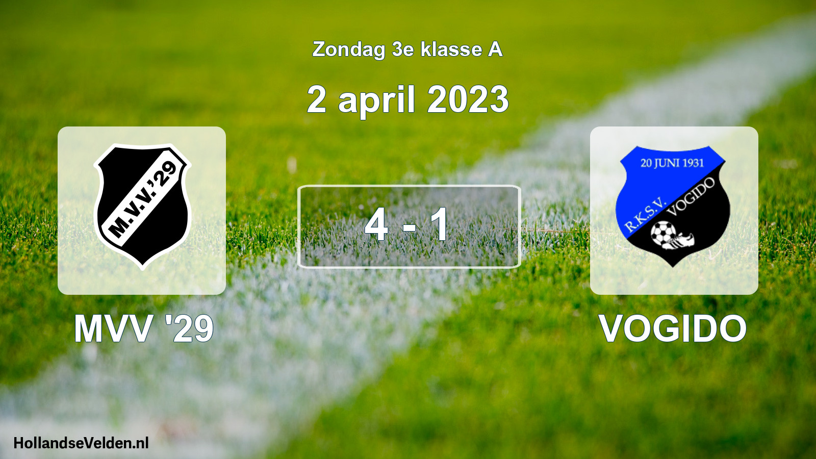 Total number of matches played: MVV '29 - VOGIDO 4 - 1 (2 April 2023)