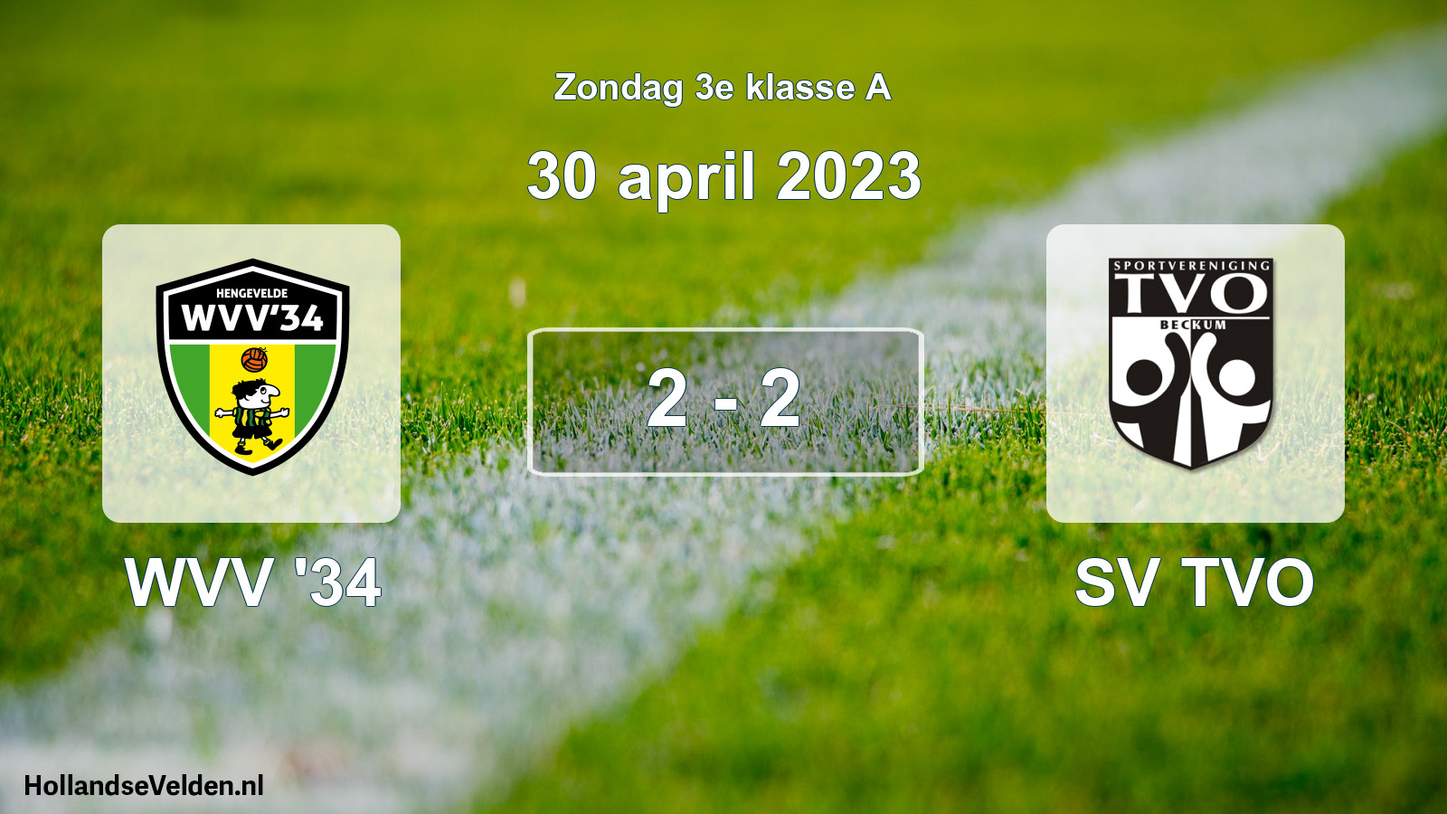 Total number of matches played: WVV '34 - SV TVO 2 - 2 (30 April 2023)