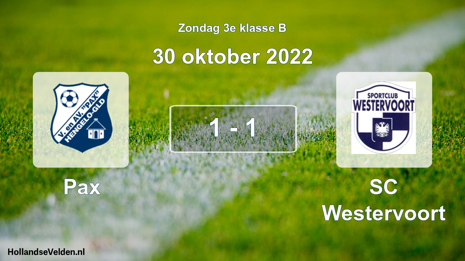 Total number of matches played: Pax - SC Westervoort 1 - 1 (30 October 2022)