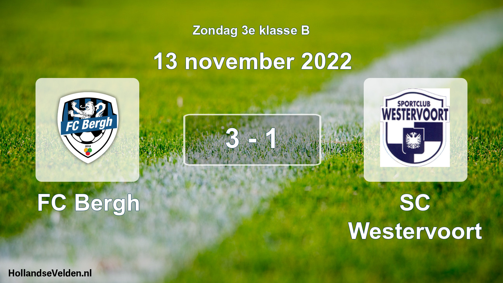 Total number of matches played: FC Bergh - SC Westervoort 3 - 1 (13 November 2022)