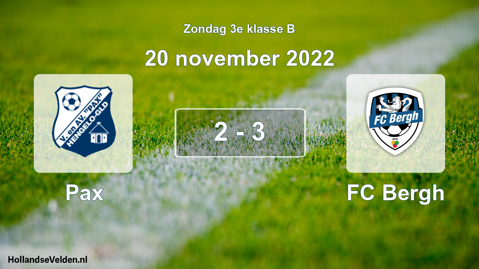 Total number of matches played: Pax - FC Bergh 2 - 3 (20 November 2022)
