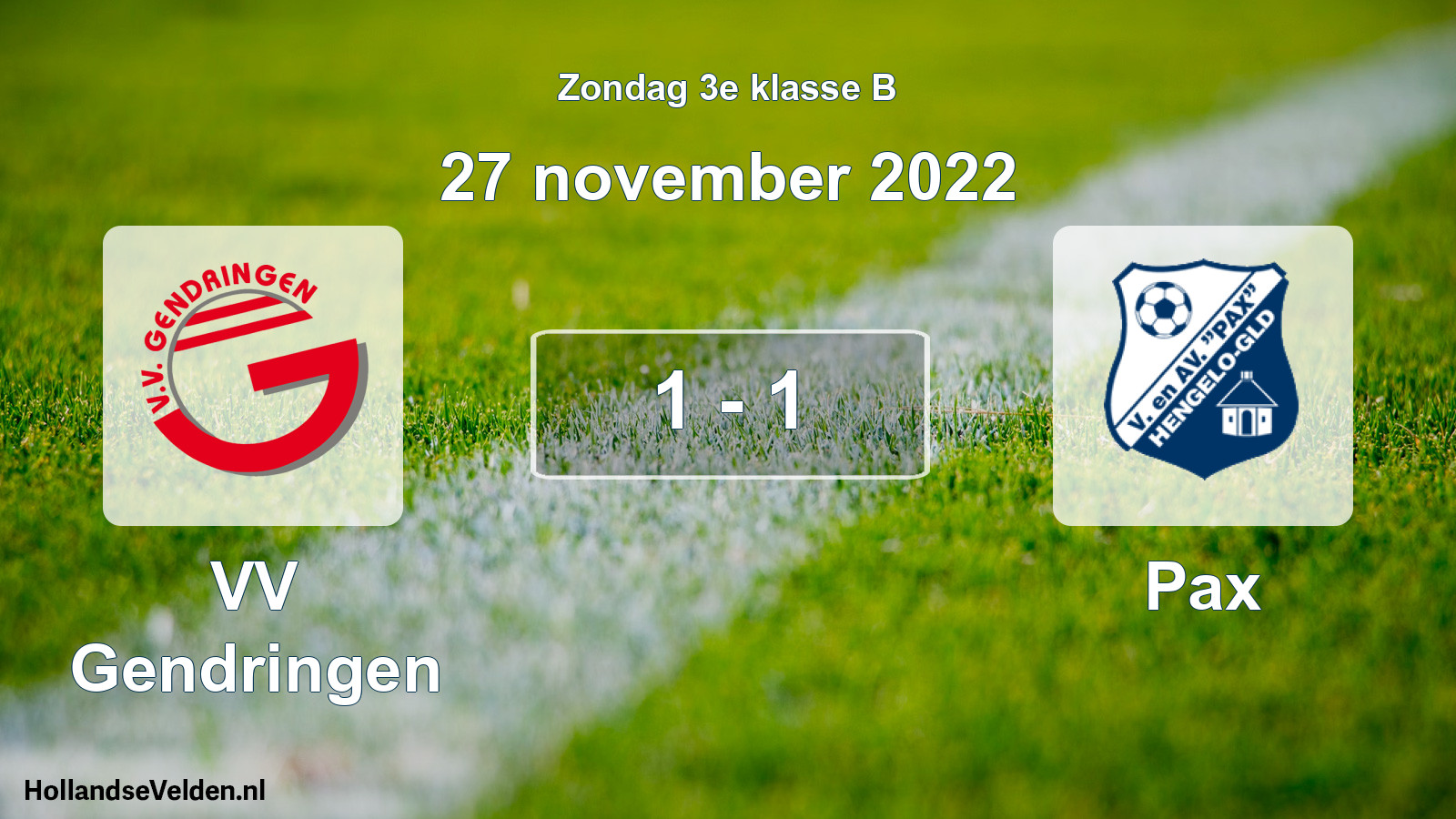 Total number of matches played: VV Gendringen - Pax 1 - 1 (27 November 2022)