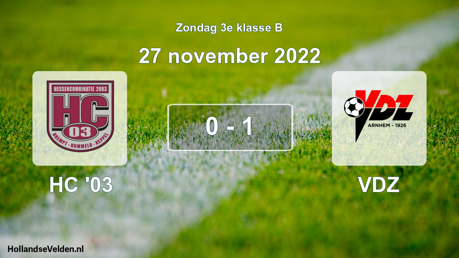Total number of matches played: HC '03 - VDZ 0 - 1 (27 November 2022)