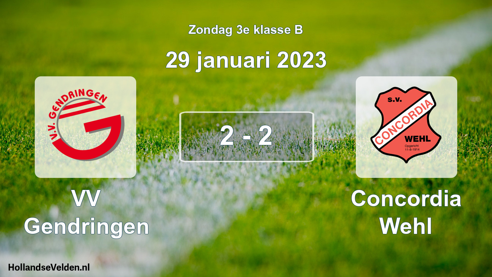 Total number of matches played: VV Gendringen - Concordia Wehl 2 - 2 (29 January 2023)