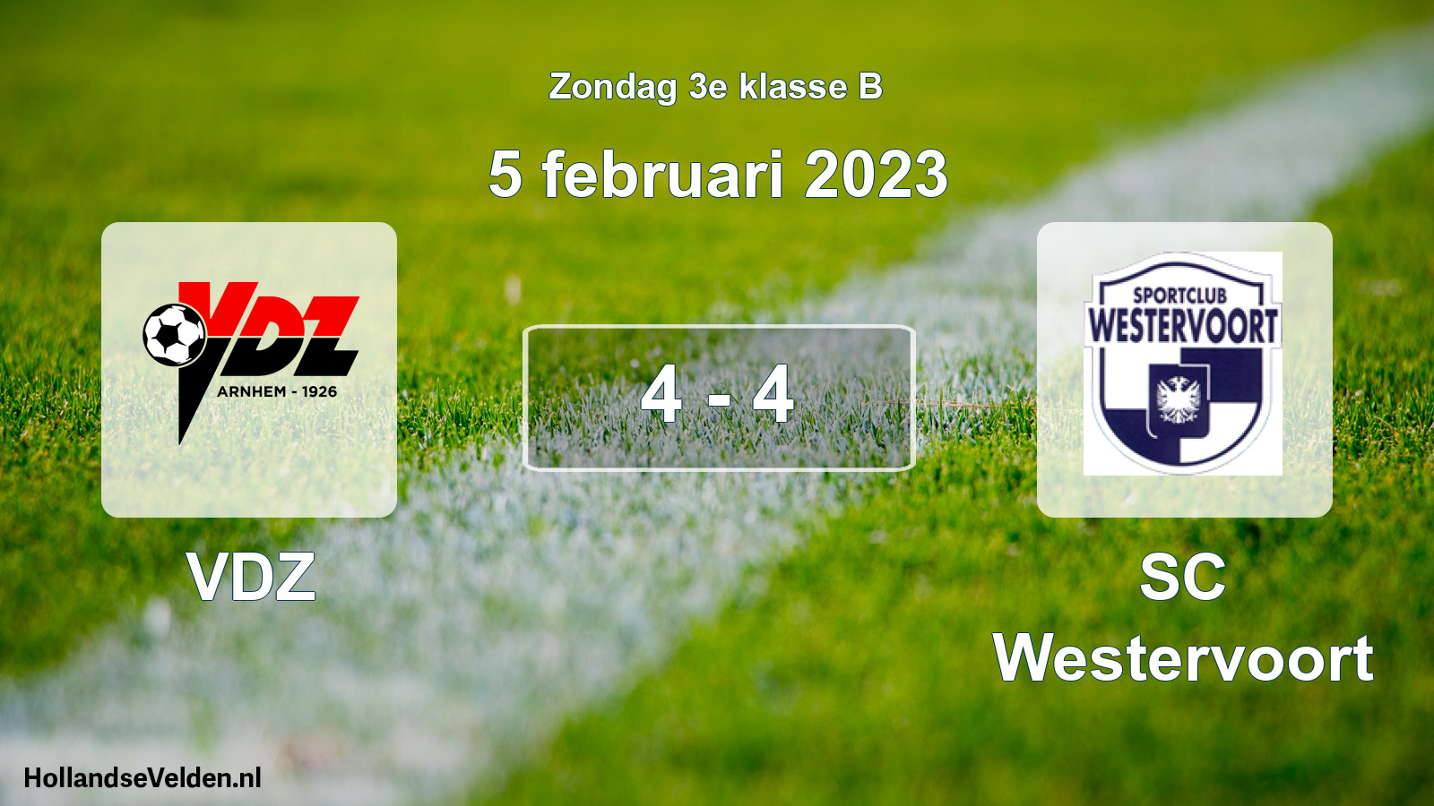 Total number of matches played: VDZ - SC Westervoort 4 - 4 (5 February 2023)