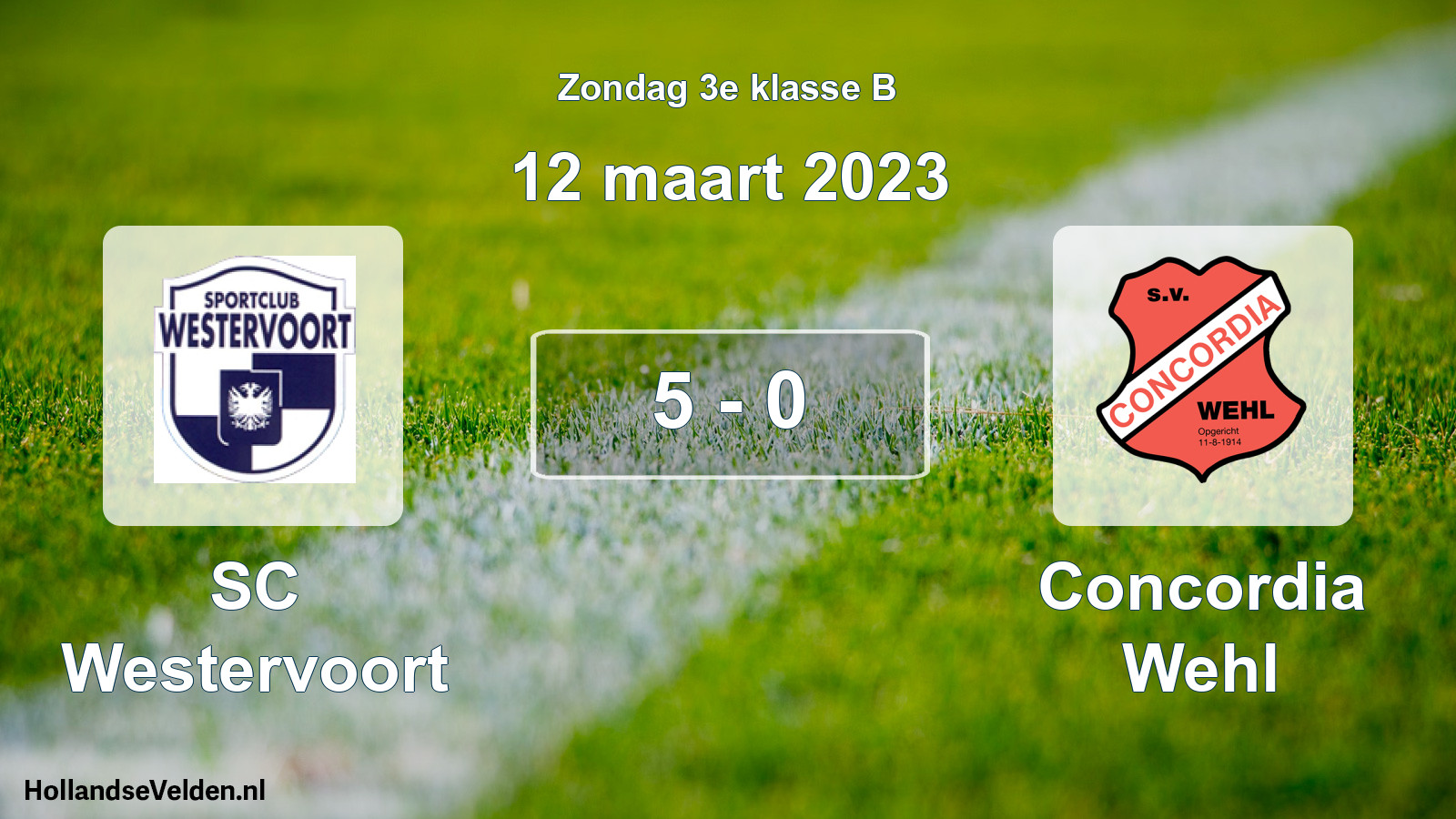 Total number of matches played: SC Westervoort - Concordia Wehl 5 - 0 (12 March 2023)