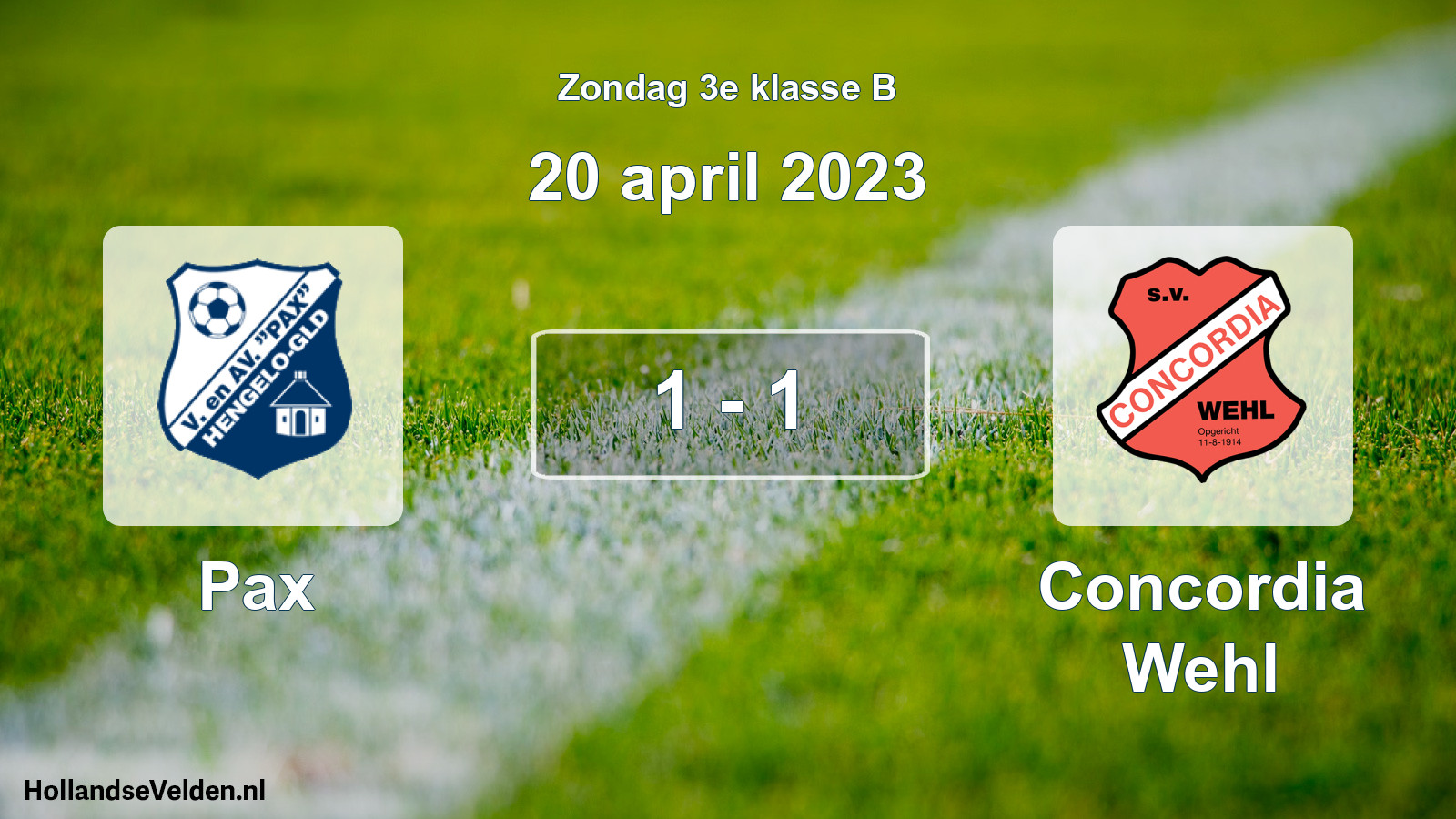 Total number of matches played: Pax - Concordia Wehl 1 - 1 (20 April 2023)