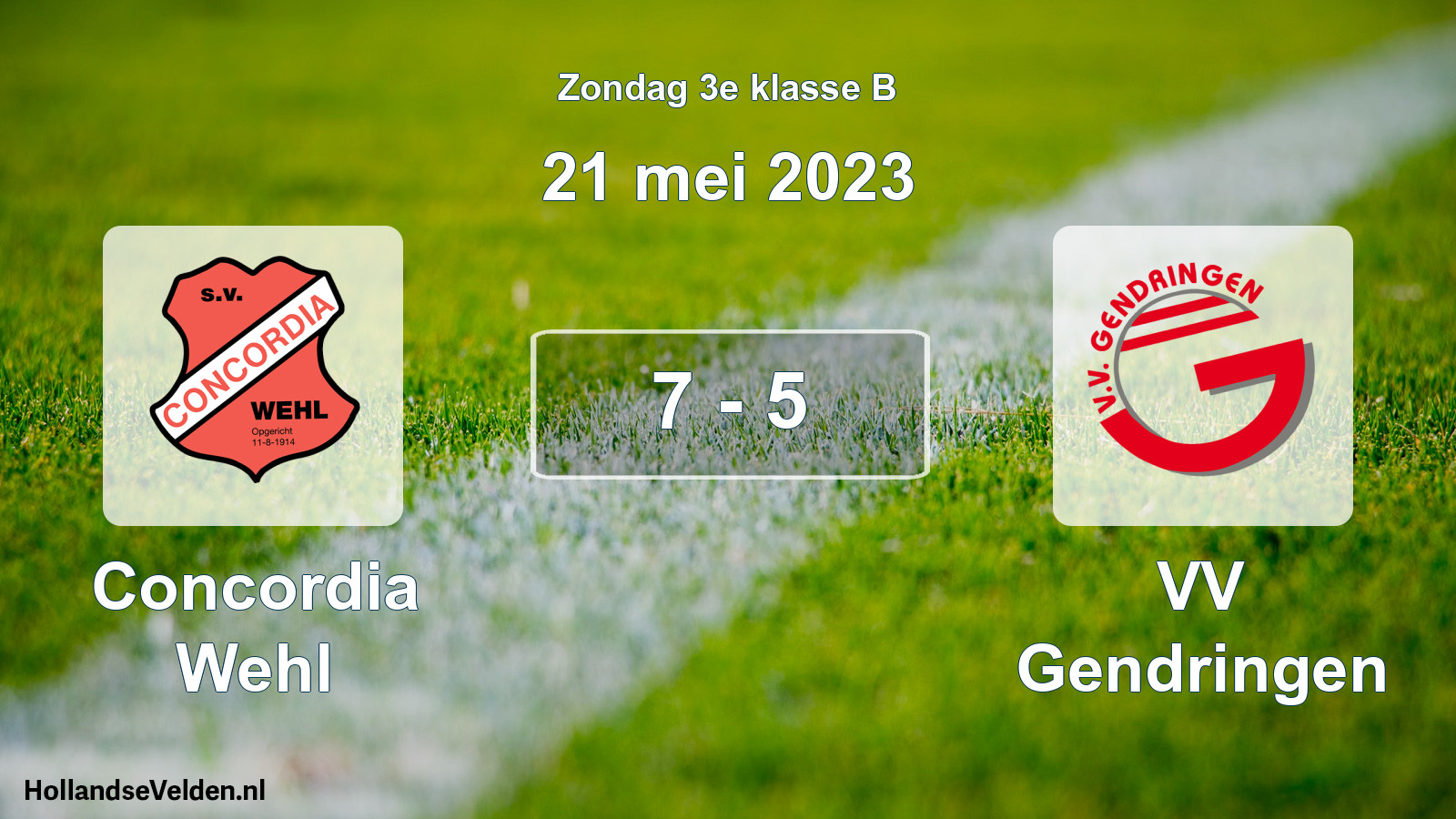 Total number of matches played: Concordia Wehl - VV Gendringen 7 - 5 (21 May 2023)