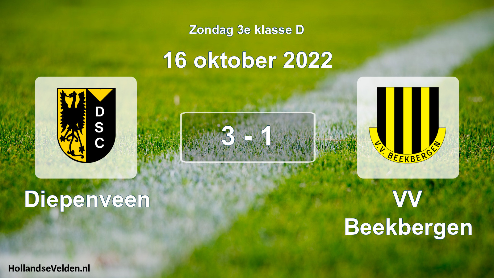 Total number of matches played: Diepenveen - VV Beekbergen 3 - 1 (16 October 2022)
