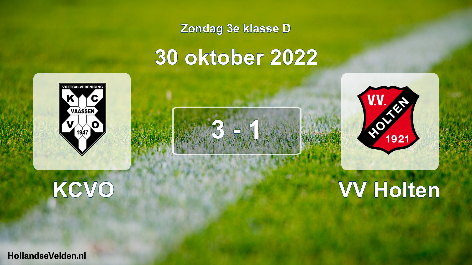 Total number of matches played: KCVO - VV Holten 3 - 1 (30 October 2022)