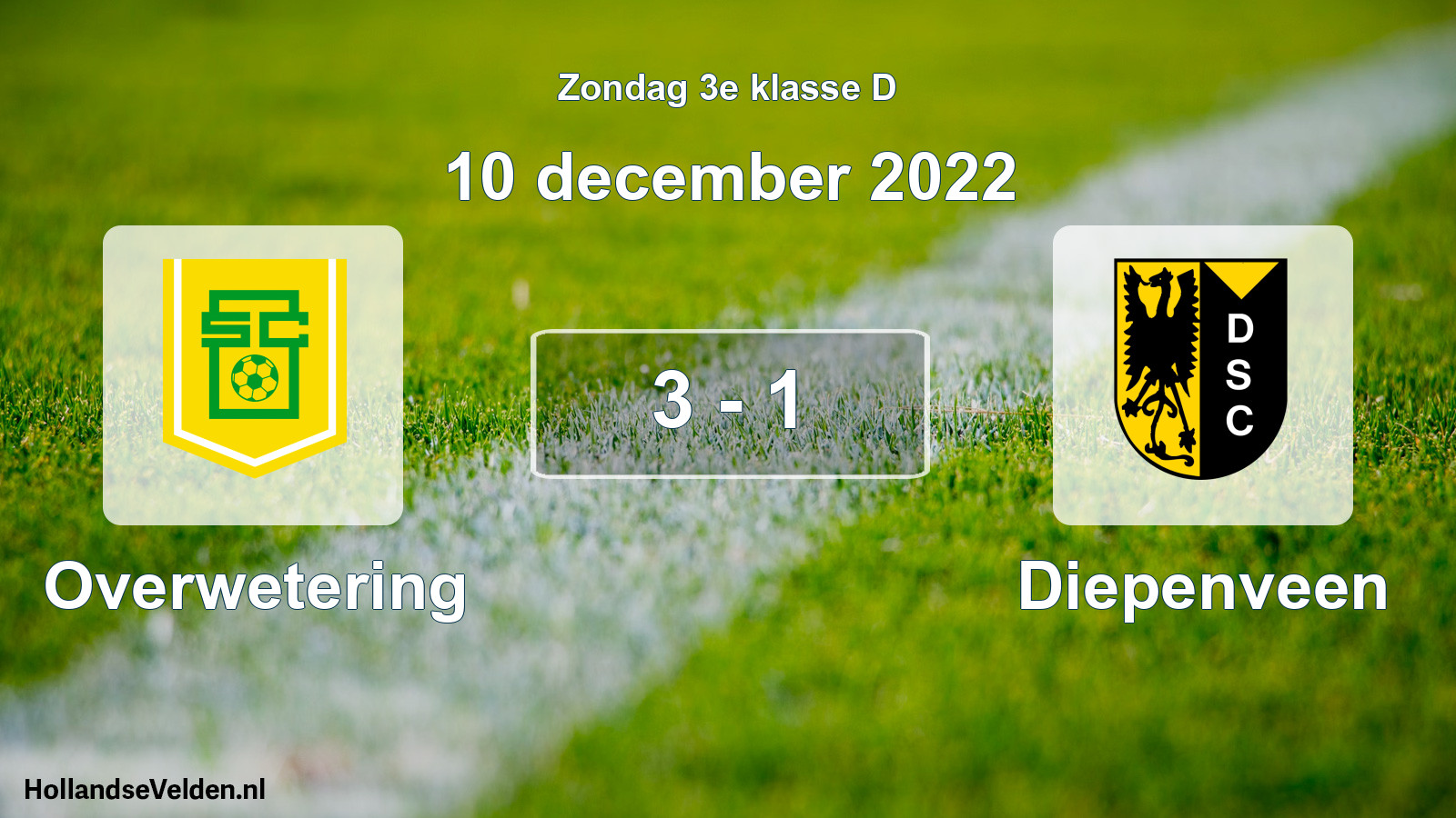 Total number of matches played: Overwetering - Diepenveen 3 - 1 (10 December 2022)