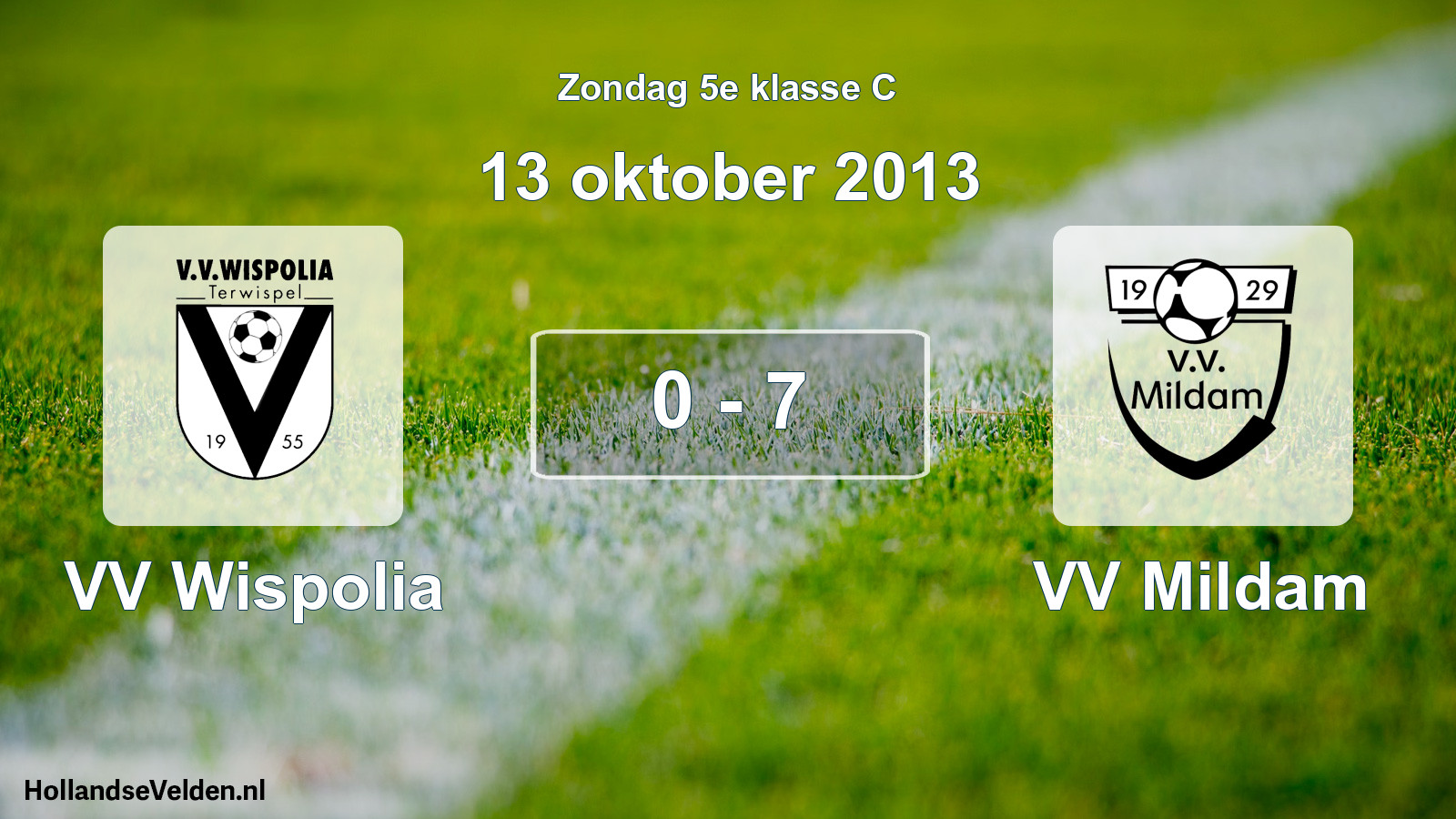 Total number of matches played: VV Wispolia - VV Mildam 0 - 7 (13 October 2013)