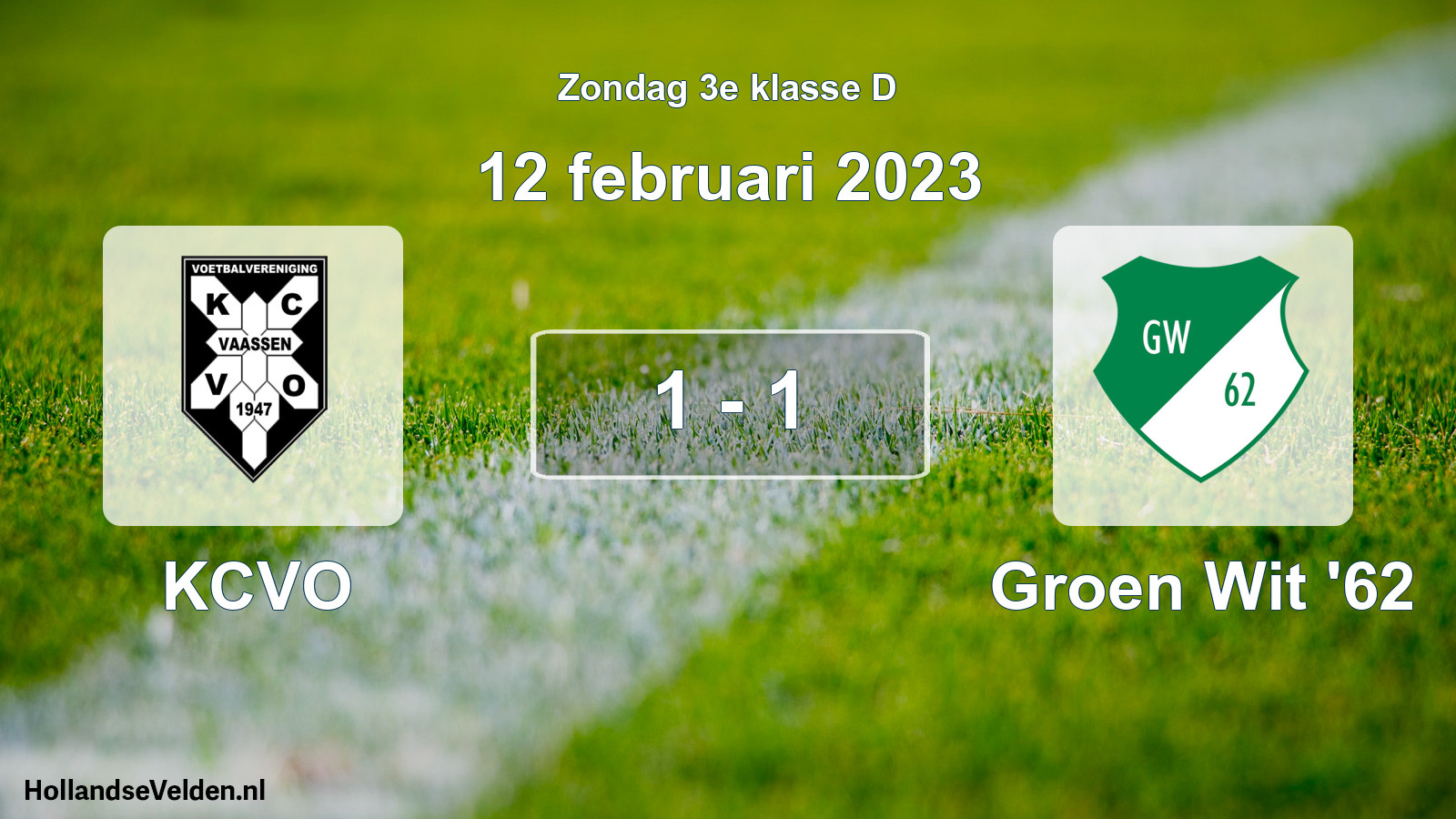 Total number of matches played: KCVO - Groen Wit '62 1 - 1 (12 February 2023)