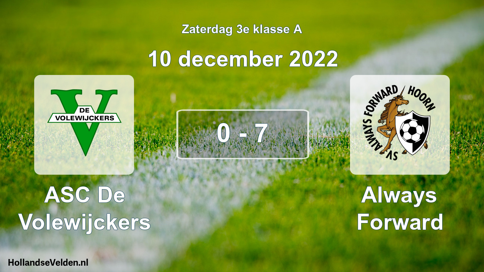 Total number of matches played: ASC De Volewijckers - Always Forward 0 - 7 (10 December 2022)