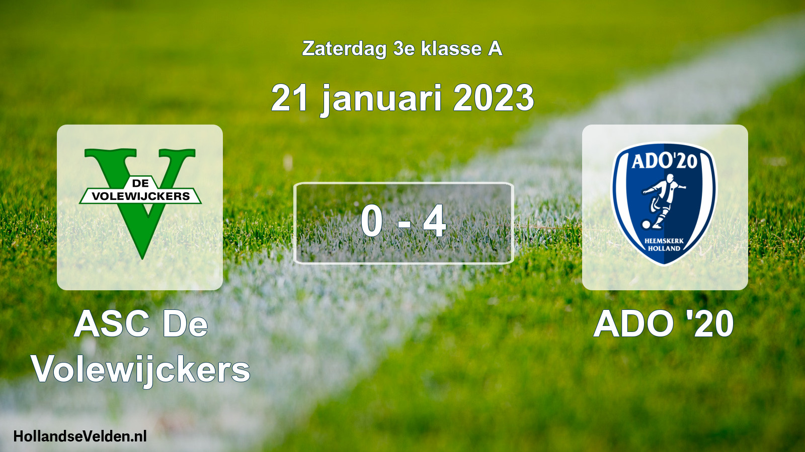 Total number of matches played: ASC De Volewijckers - ADO '20 0 - 4 (21 January 2023)