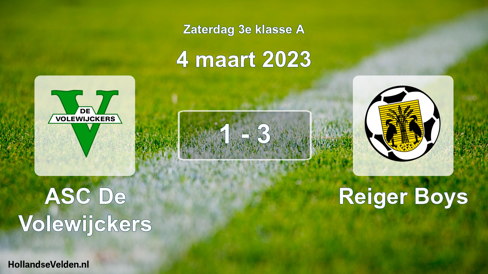 Total number of matches played: ASC De Volewijckers - Reiger Boys 1 - 3 (4 March 2023)