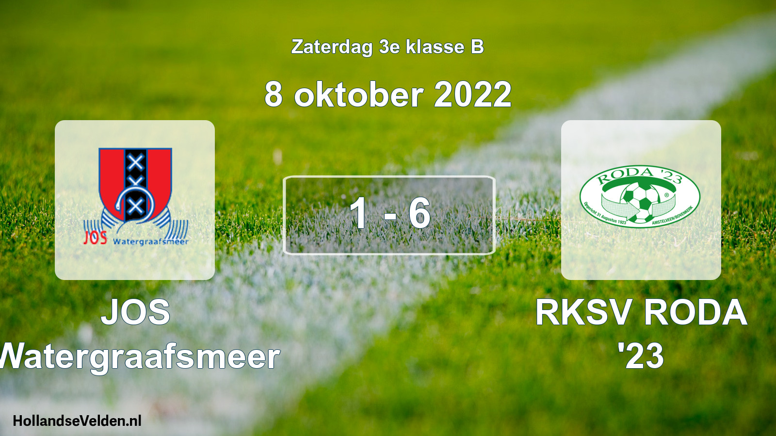 Total number of matches played: JOS Watergraafsmeer - RKSV RODA '23 1 - 6 (8 October 2022)
