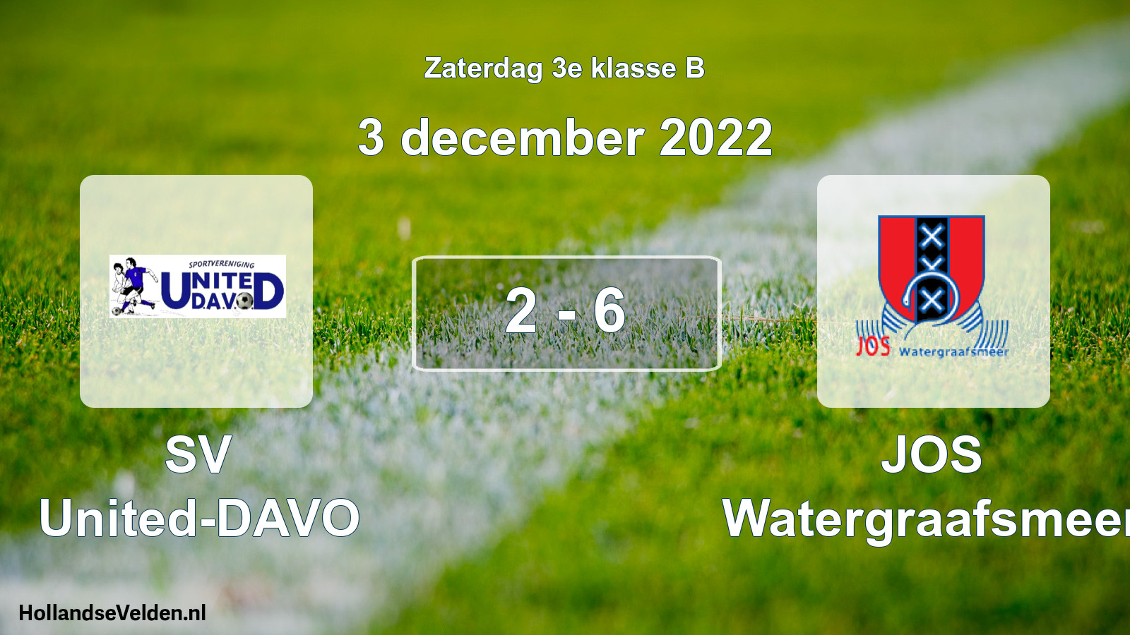 Total number of matches played: SV United-DAVO - JOS Watergraafsmeer 2 - 6 (3 December 2022)