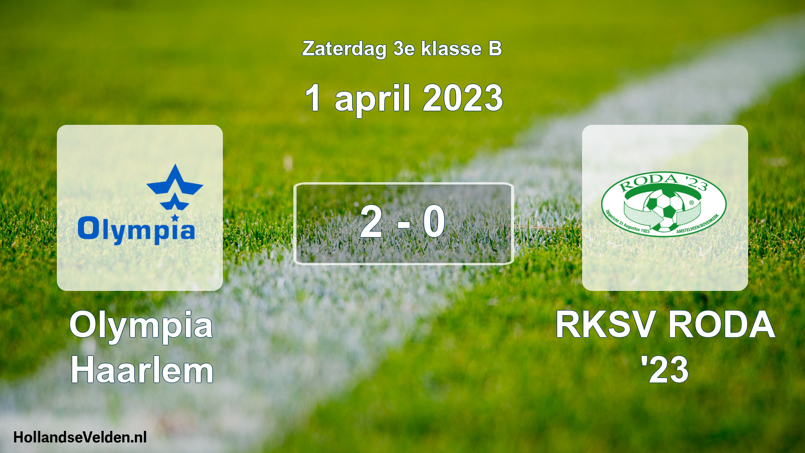 Total number of matches played: Olympia Haarlem - RKSV RODA '23 2 - 0 (1 April 2023)