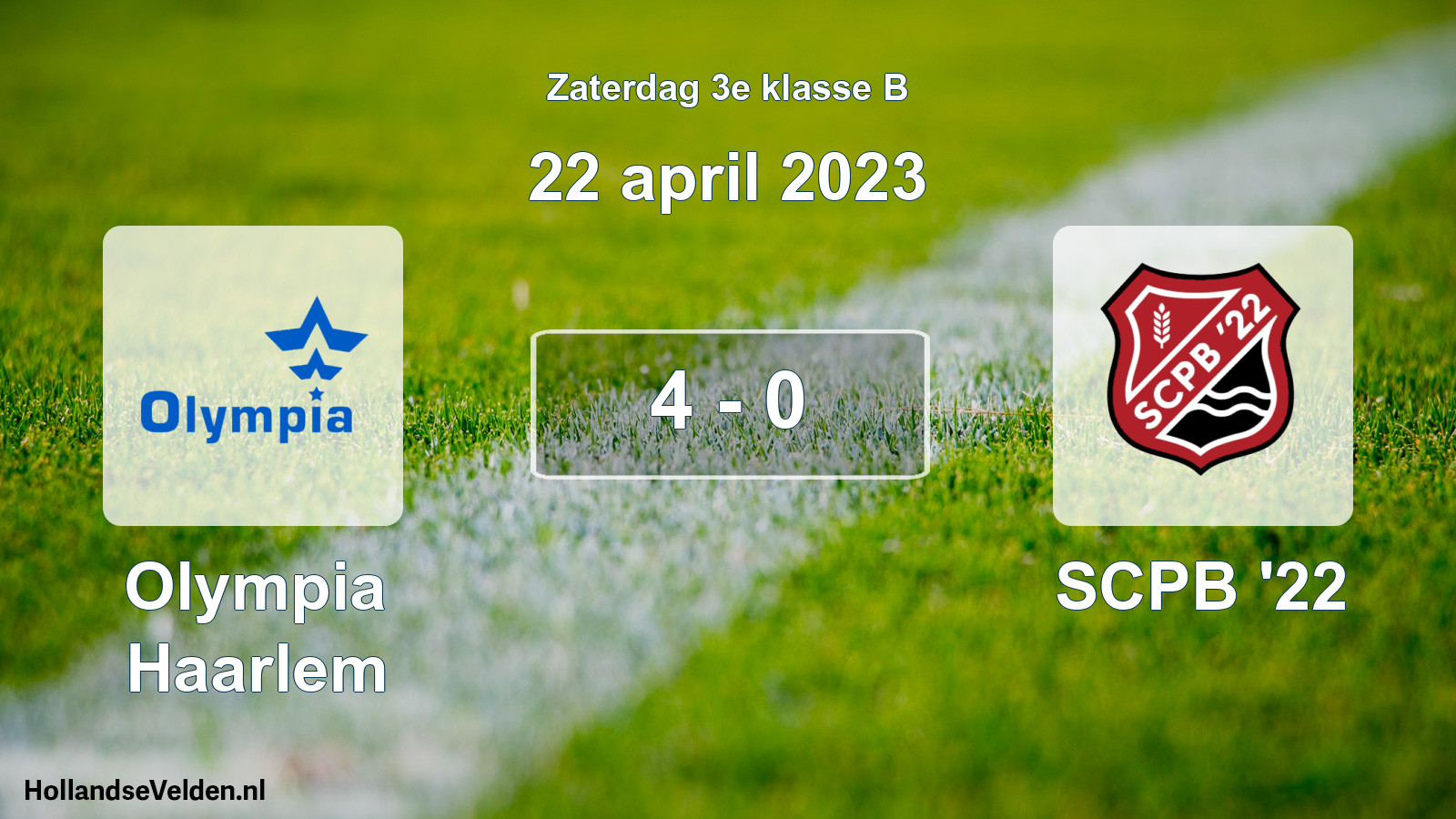 Total number of matches played: Olympia Haarlem - SCPB '22 4 - 0 (22 April 2023)