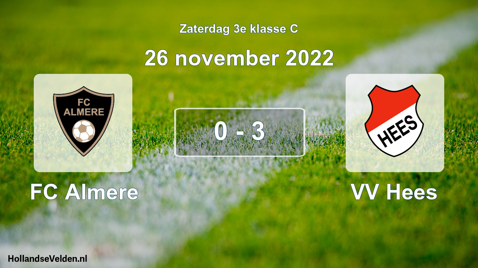 Total number of matches played: FC Almere - VV Hees 0 - 3 (26 November 2022)