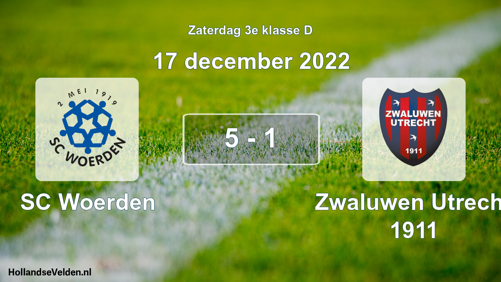 Total number of matches played: SC Woerden - Zwaluwen Utrecht 1911 5 - 1 (17 December 2022)