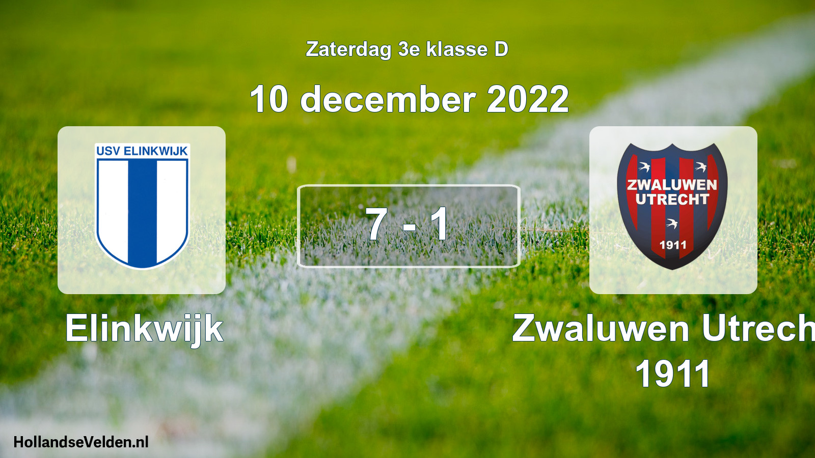 Total number of matches played: Elinkwijk - Zwaluwen Utrecht 1911 7 - 1 (10 December 2022)