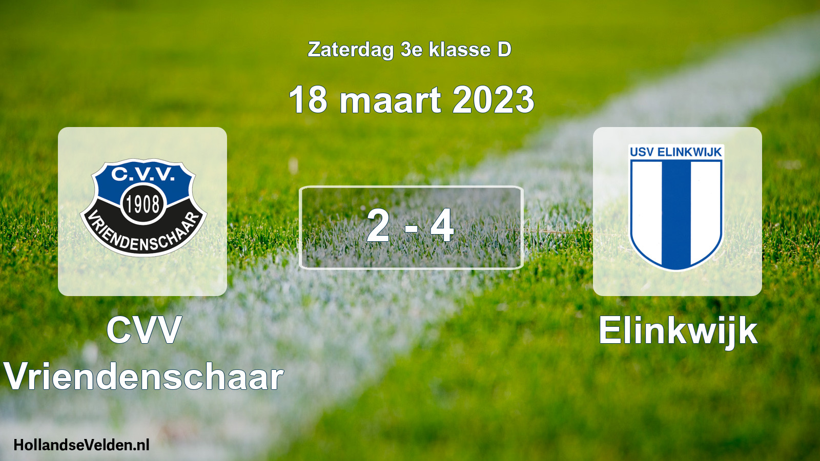 Total number of matches played: CVV Vriendenschaar - Elinkwijk 2 - 4 (18 March 2023)