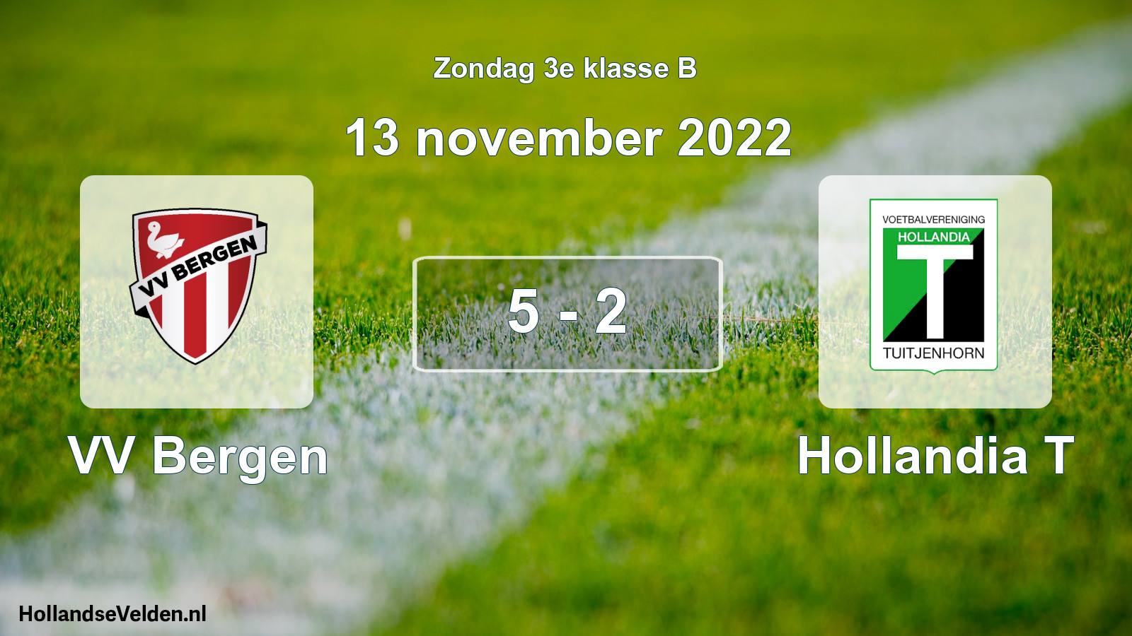 Total number of matches played: VV Bergen - Hollandia T 5 - 2 (13 November 2022)
