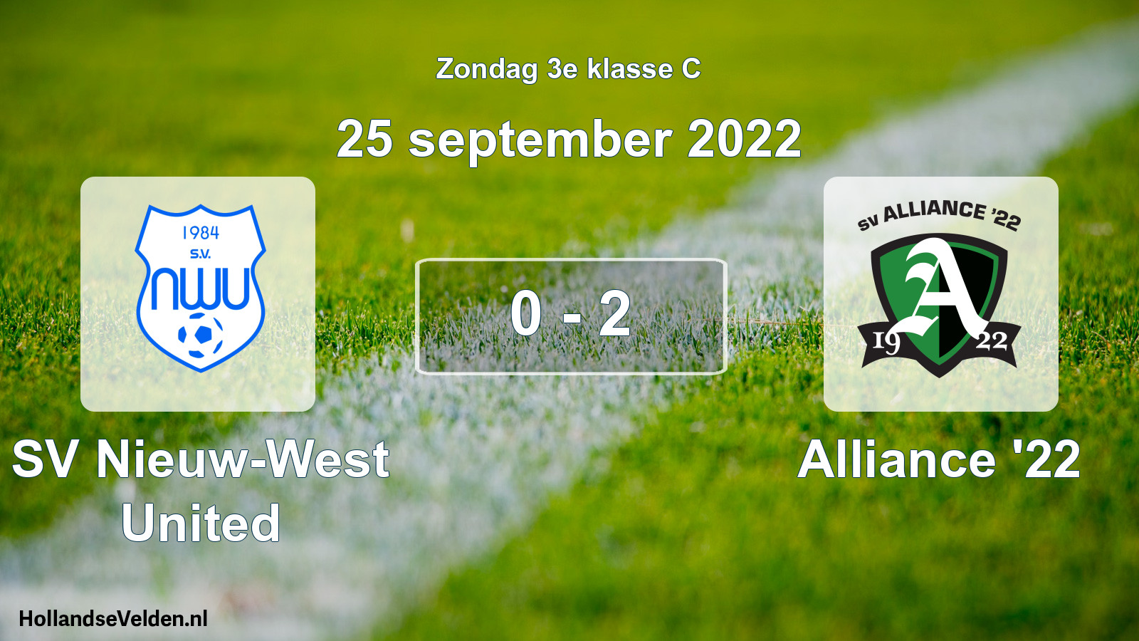 Total number of matches played: SV Nieuw-West United - Alliance '22 0 - 2 (25 September 2022)