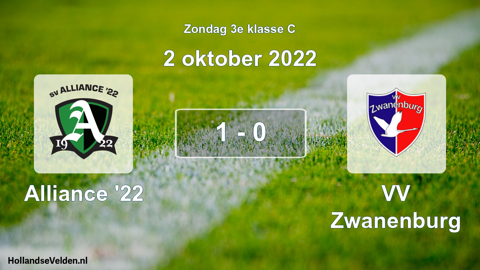 Total number of matches played: Alliance '22 - VV Zwanenburg 1 - 0 (2 October 2022)