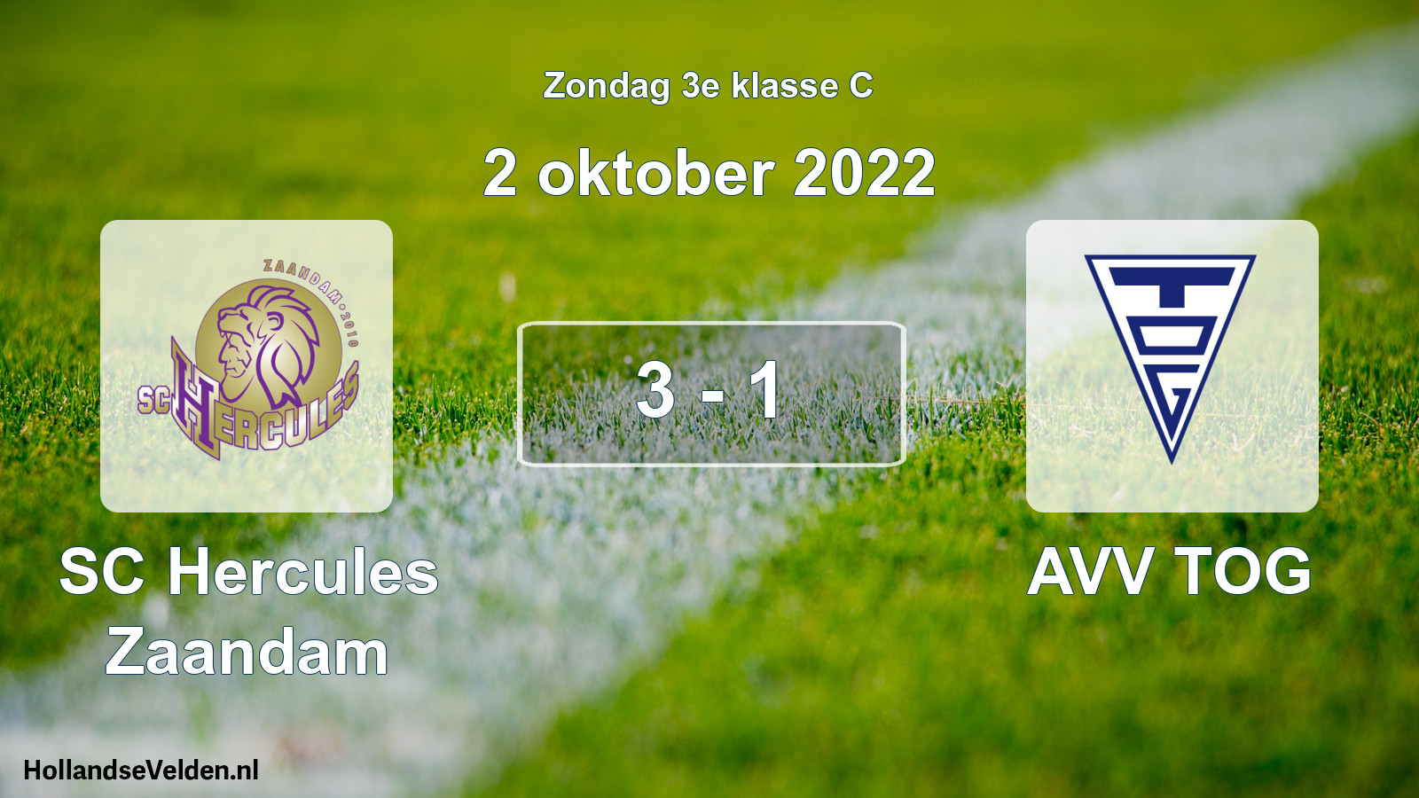 Total number of matches played: SC Hercules Zaandam - AVV TOG 3 - 1 (2 October 2022)