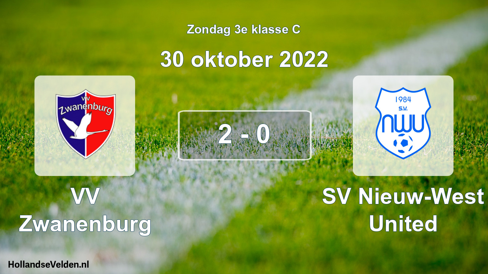 Total number of matches played: VV Zwanenburg - SV Nieuw-West United 2 - 0 (30 October 2022)
