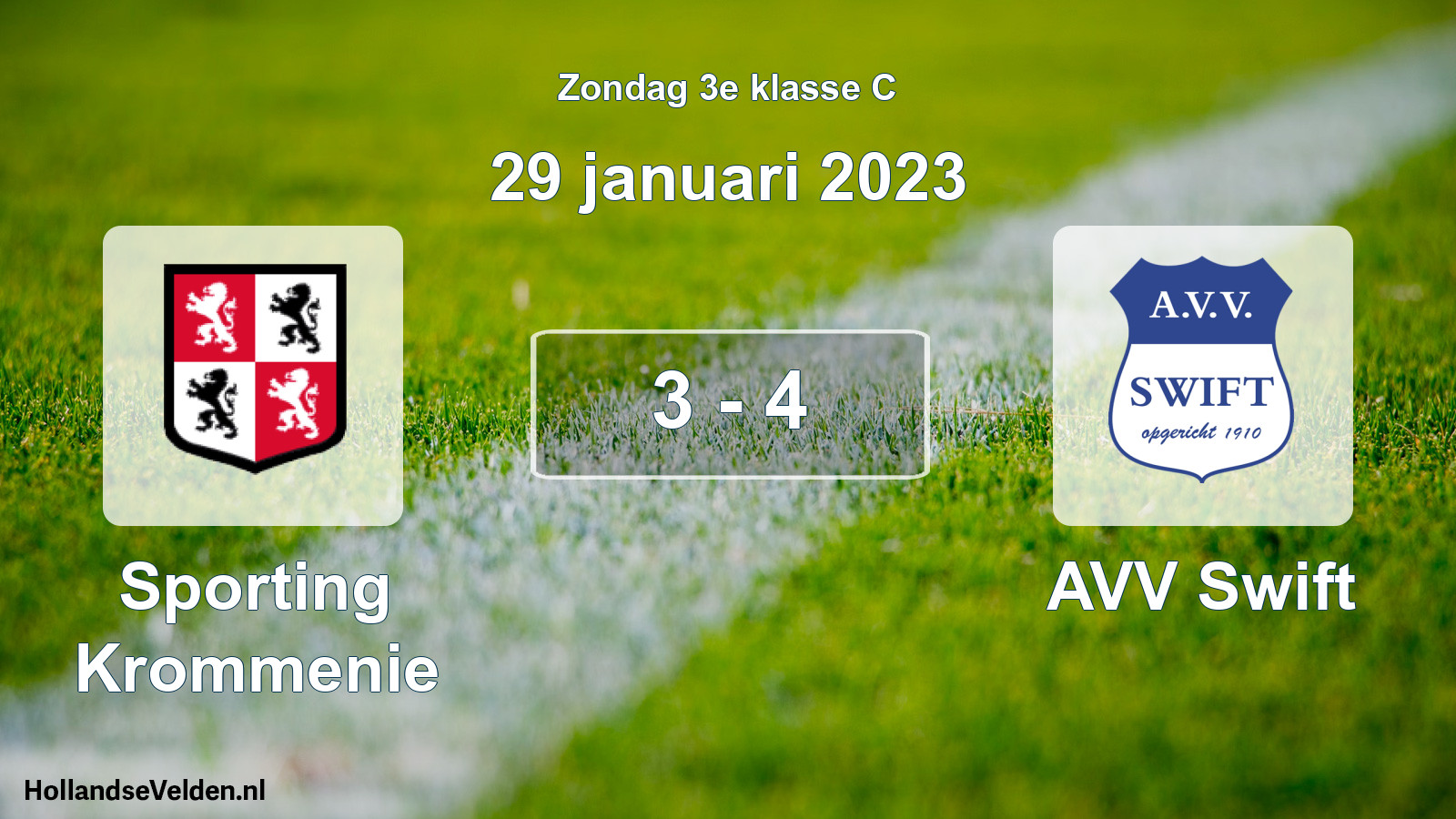 Total number of matches played: Sporting Krommenie - AVV Swift 3 - 4 (29 January 2023)