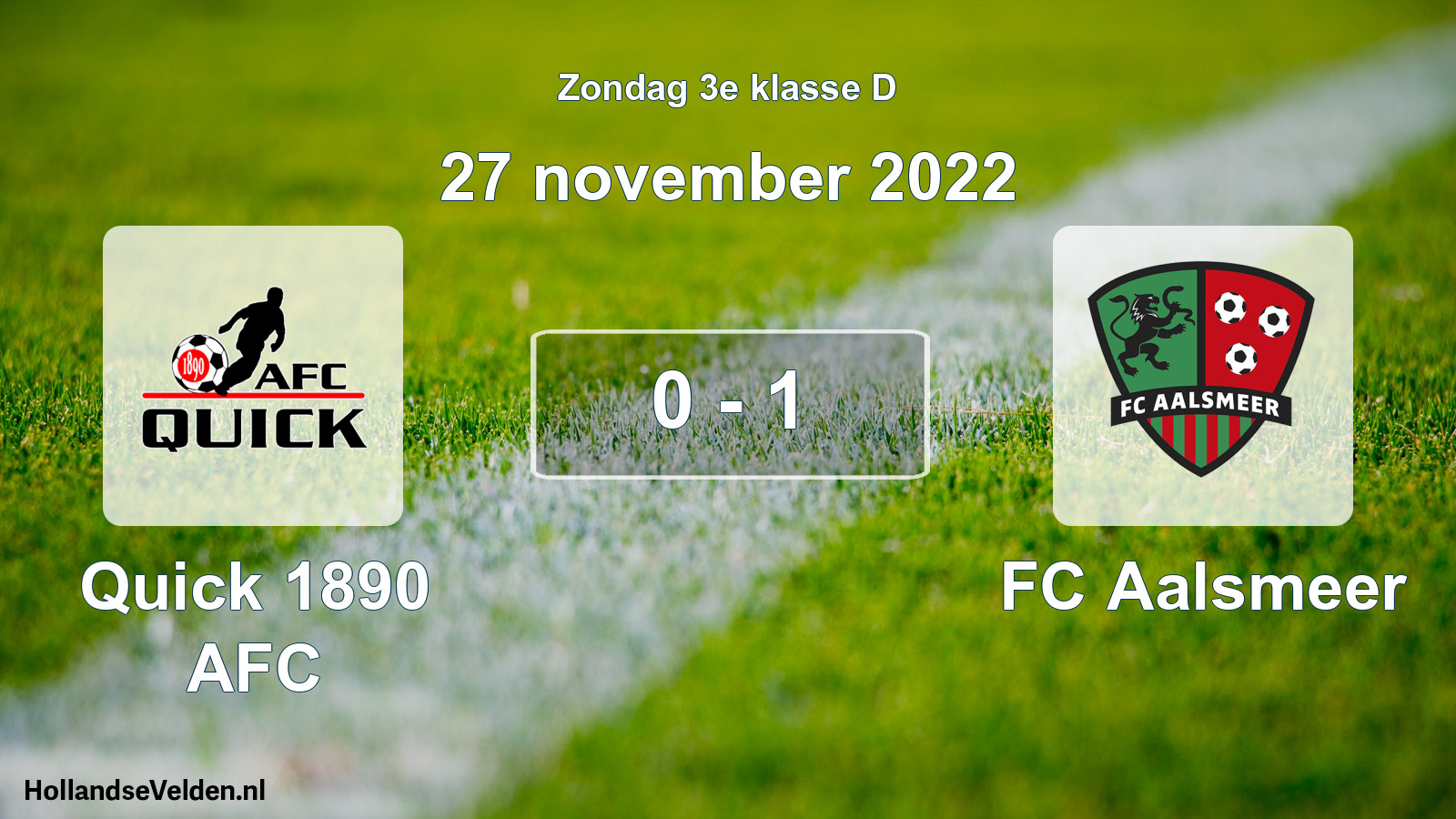 Total number of matches played: Quick 1890 AFC - FC Aalsmeer 0 - 1 (27 November 2022)