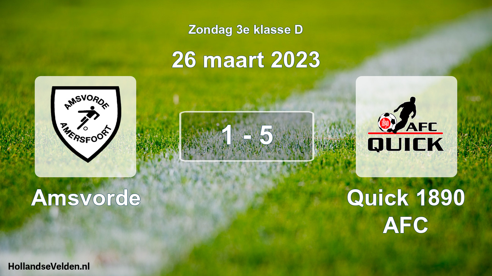 Total number of matches played: Amsvorde - Quick 1890 AFC 1 - 5 (26 March 2023)