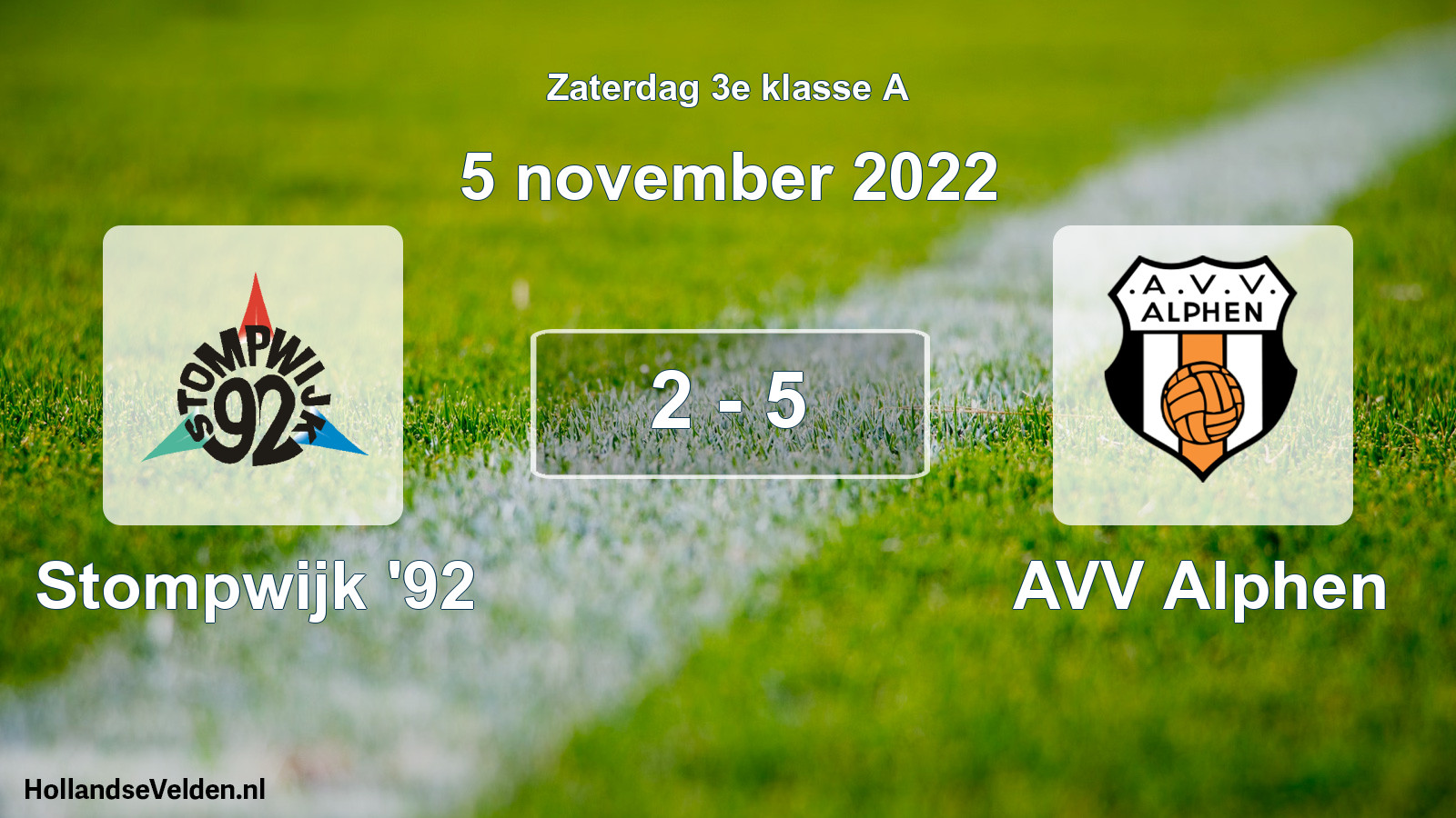 Total number of matches played: Stompwijk '92 - AVV Alphen 2 - 5 (5 November 2022)