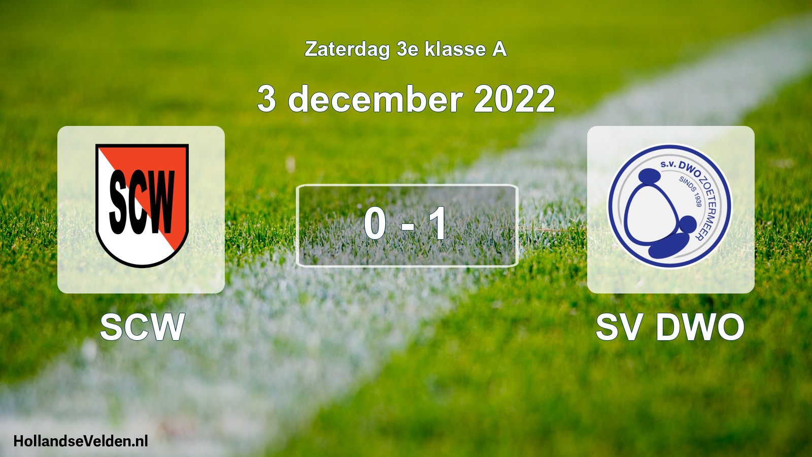 Total number of matches played: SCW - SV DWO 0 - 1 (3 December 2022)