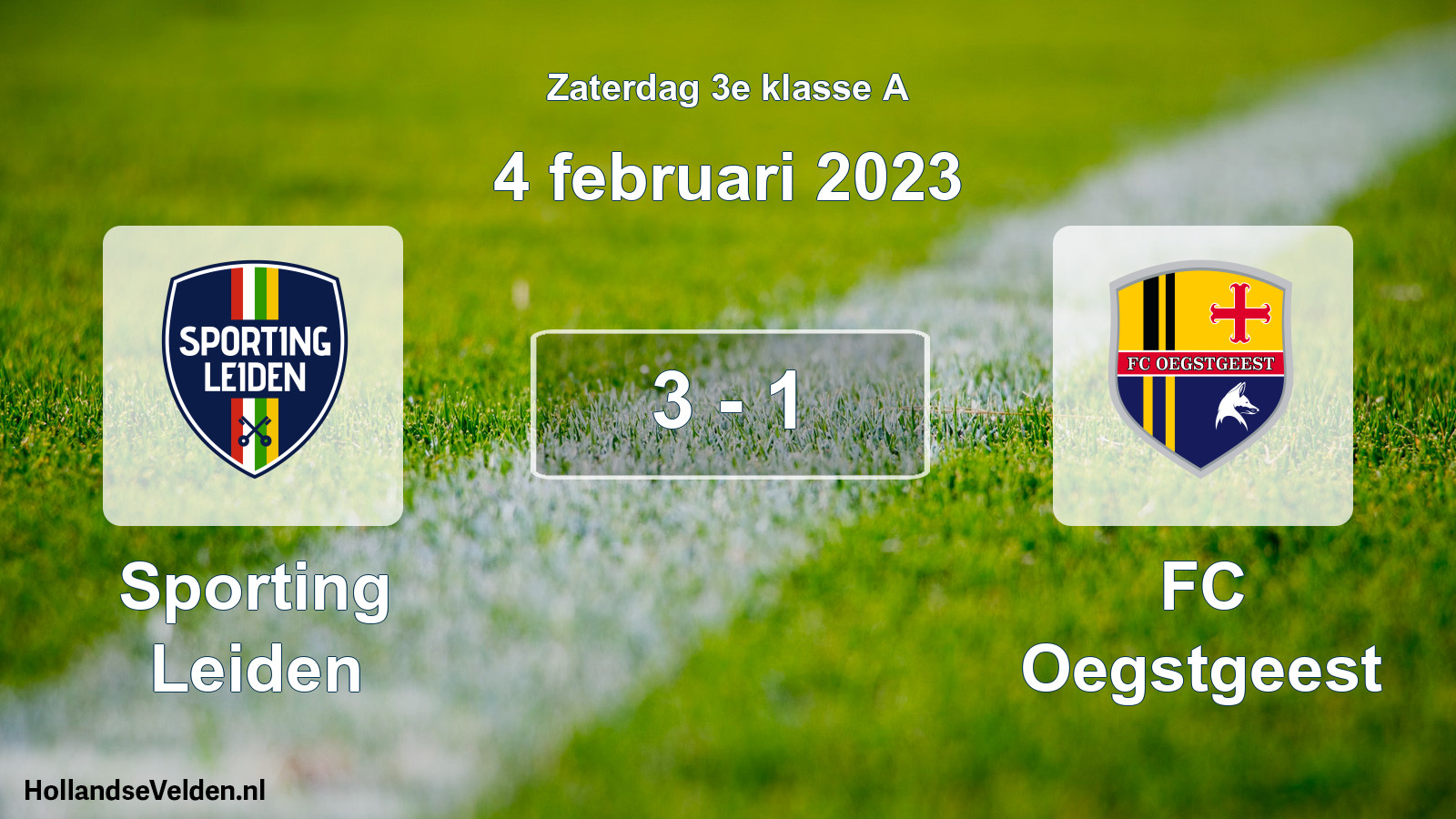 Total number of matches played: Sporting Leiden - FC Oegstgeest 3 - 1 (4 February 2023)