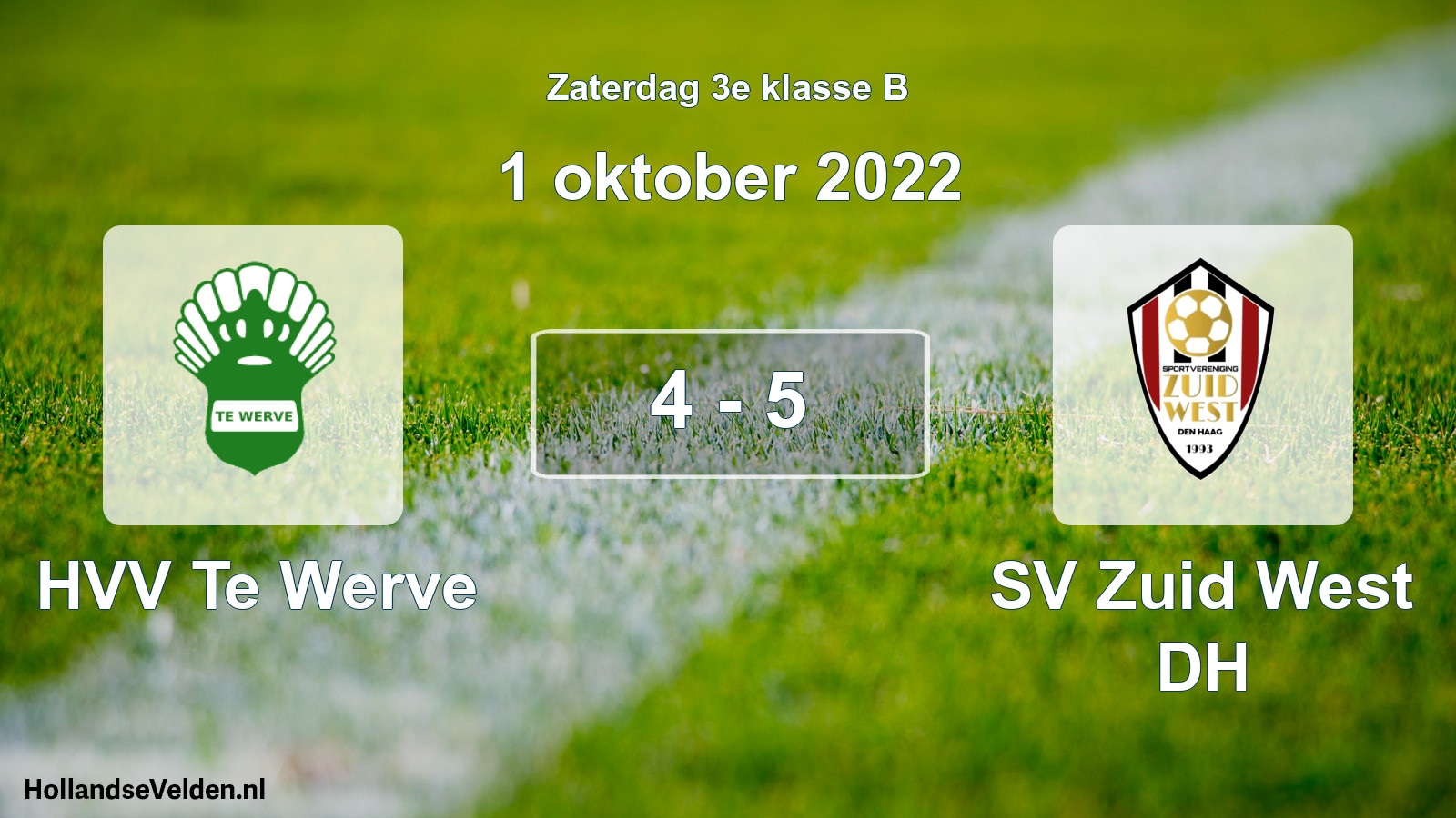 Total number of matches played: HVV Te Werve - SV Zuid West DH 4 - 5 (1 October 2022)