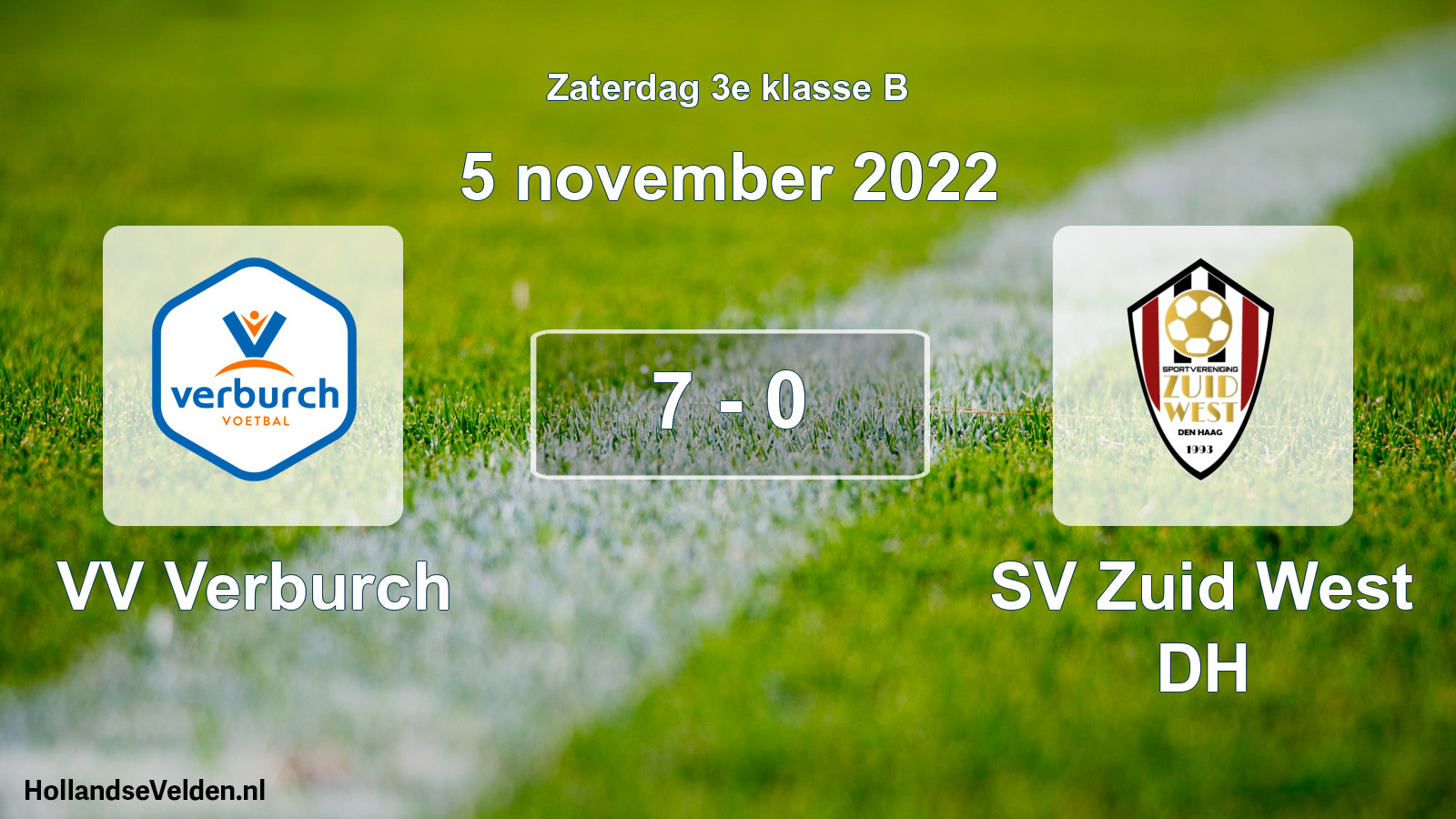 Total number of matches played: VV Verburch - SV Zuid West DH 7 - 0 (5 November 2022)