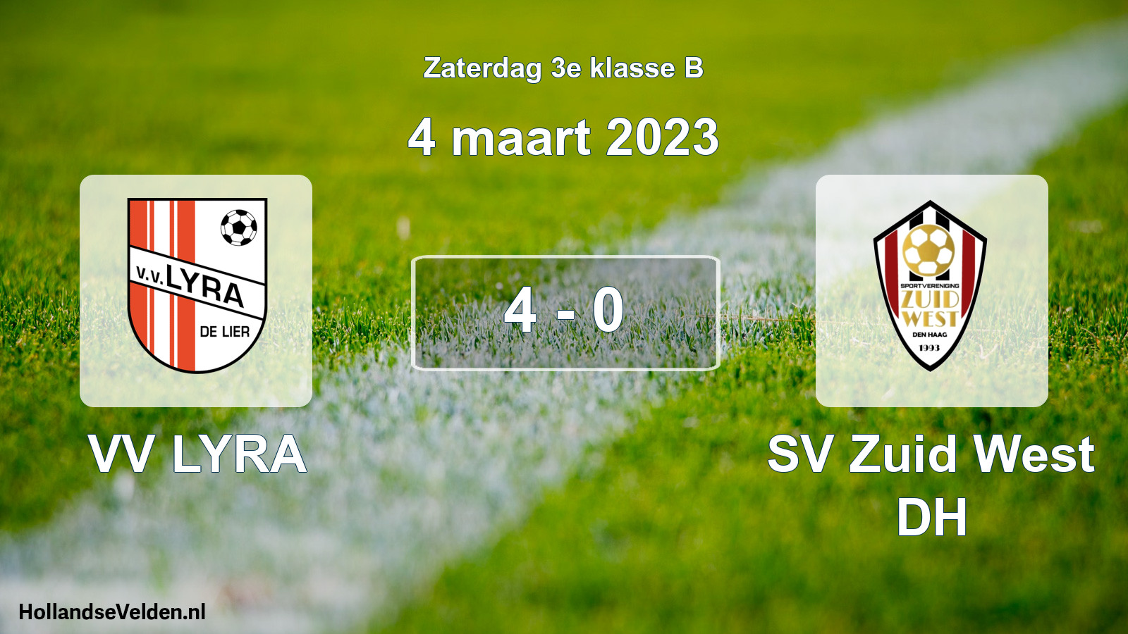 Total number of matches played: VV LYRA - SV Zuid West DH 4 - 0 (4 March 2023)