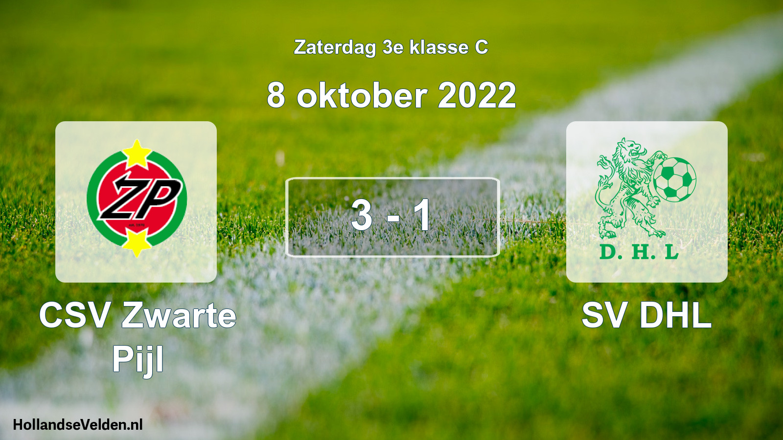 Total number of matches played: CSV Zwarte Pijl - SV DHL 3 - 1 (8 October 2022)