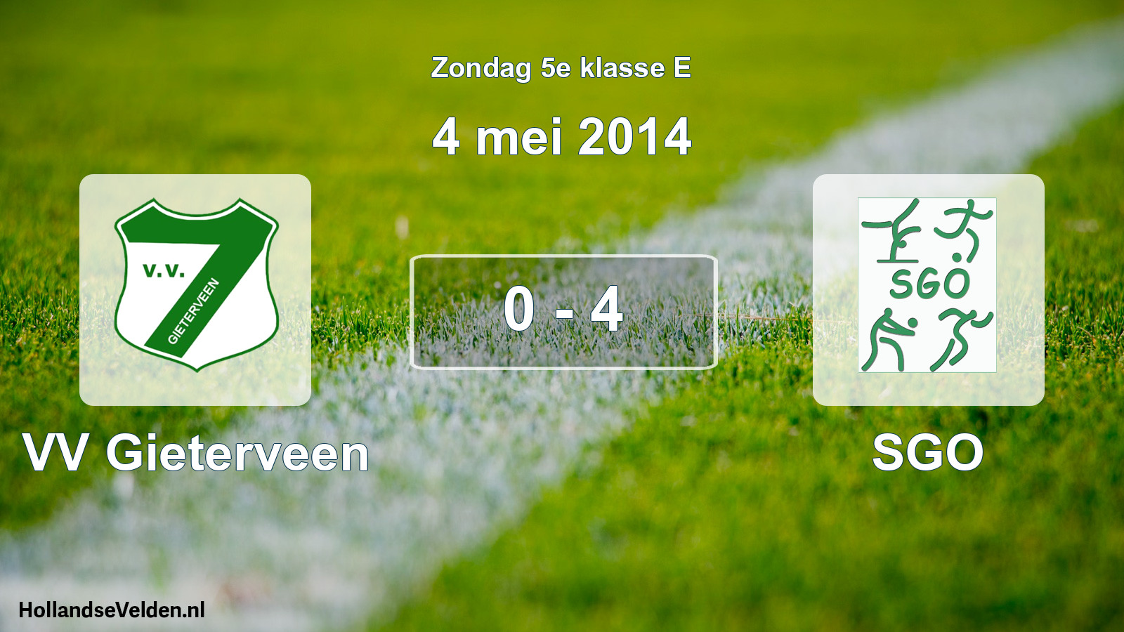 Total number of matches played: VV Gieterveen - SGO 0 - 4 (4 May 2014)