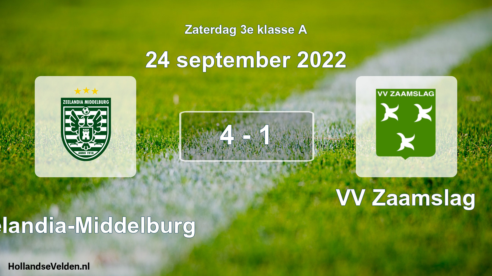 Total number of matches played: Zeelandia-Middelburg - VV Zaamslag 4 - 1 (24 September 2022)