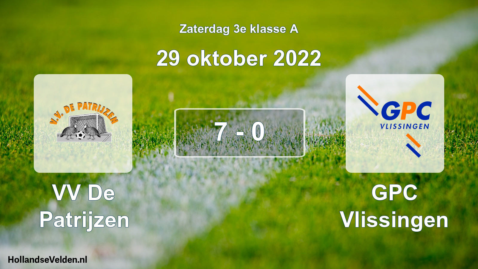 Total number of matches played: VV De Patrijzen - GPC Vlissingen 7 - 0 (29 October 2022)