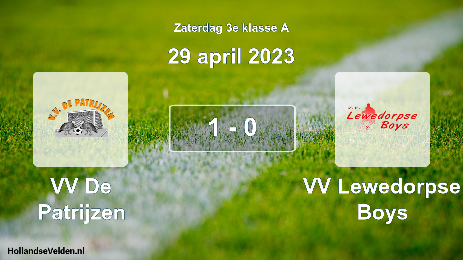 Total number of matches played: VV De Patrijzen - VV Lewedorpse Boys 1 - 0 (29 April 2023)