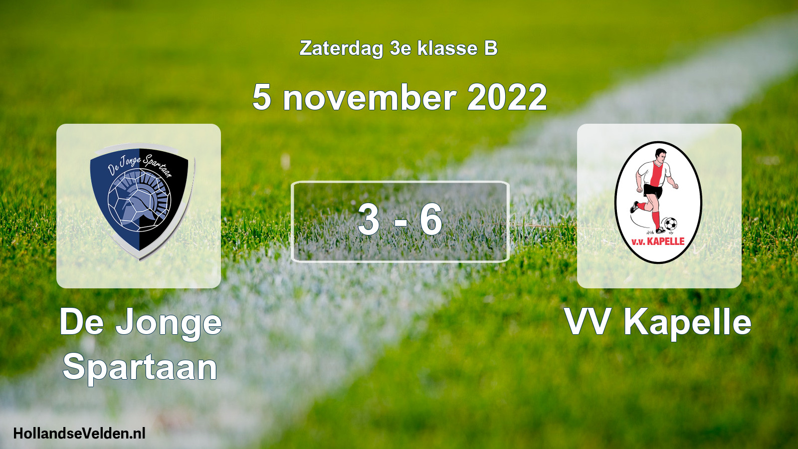 Total number of matches played: De Jonge Spartaan - VV Kapelle 3 - 6 (5 November 2022)