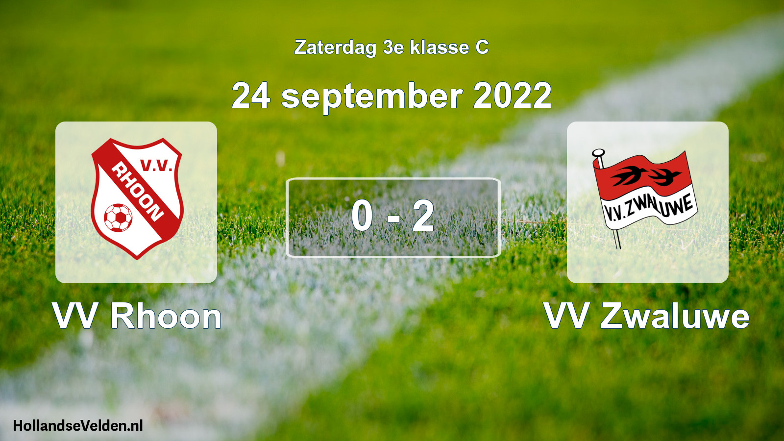 Total number of matches played: VV Rhoon - VV Zwaluwe 0 - 2 (24 September 2022)